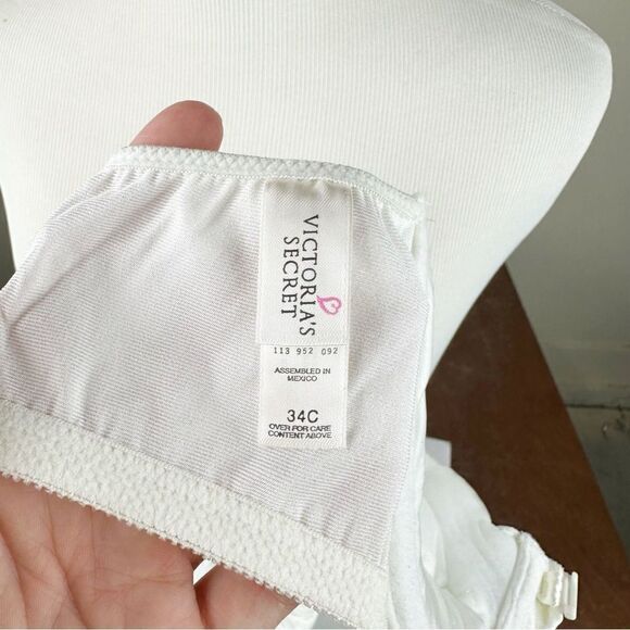 Victorias Secret Vintage 90s White Push Up Second Skin Satin Bra 34C - Picture 6 of 10